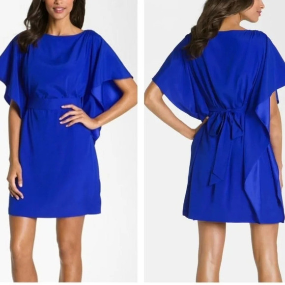 Suzi Chin for Maggy Boutique Black SILK Dolman Sleeve Layered Sheer Mini Dress 4 - Picture 6 of 14